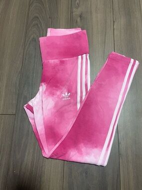 adidas Pink Tie-Dye 3-Stripes Leggings